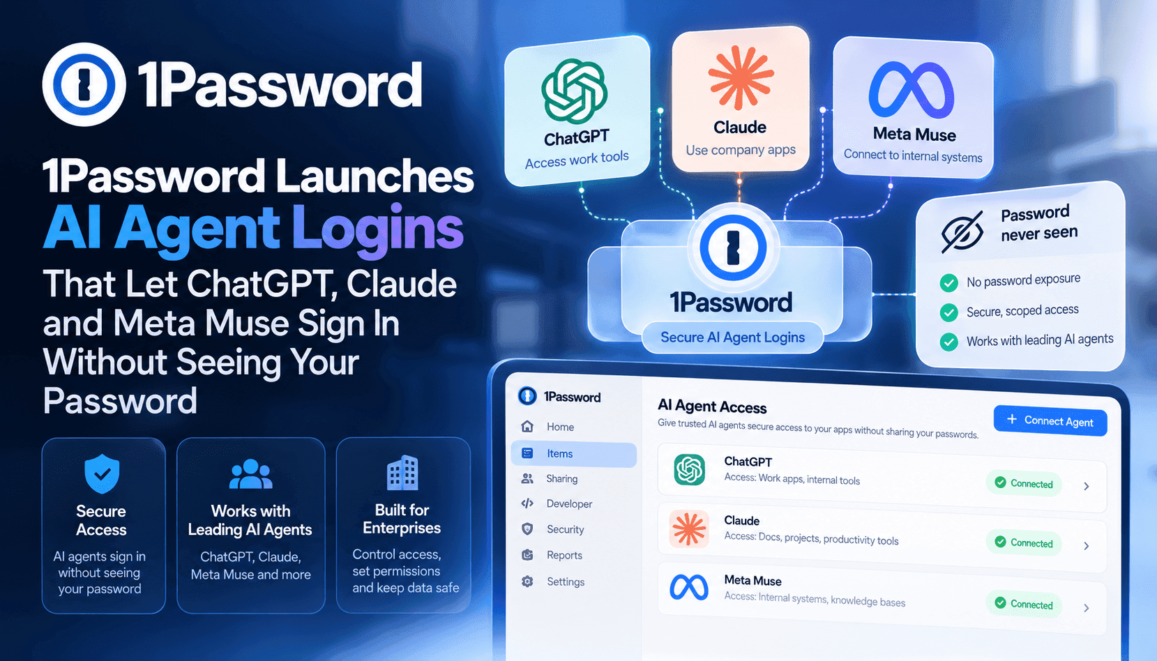 1Password for Agents: A New Credential Layer for Safe Agent Logins