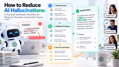 How to Reduce AI Hallucinations: A Practical Verification Workflow for Research, Business and Content Teams