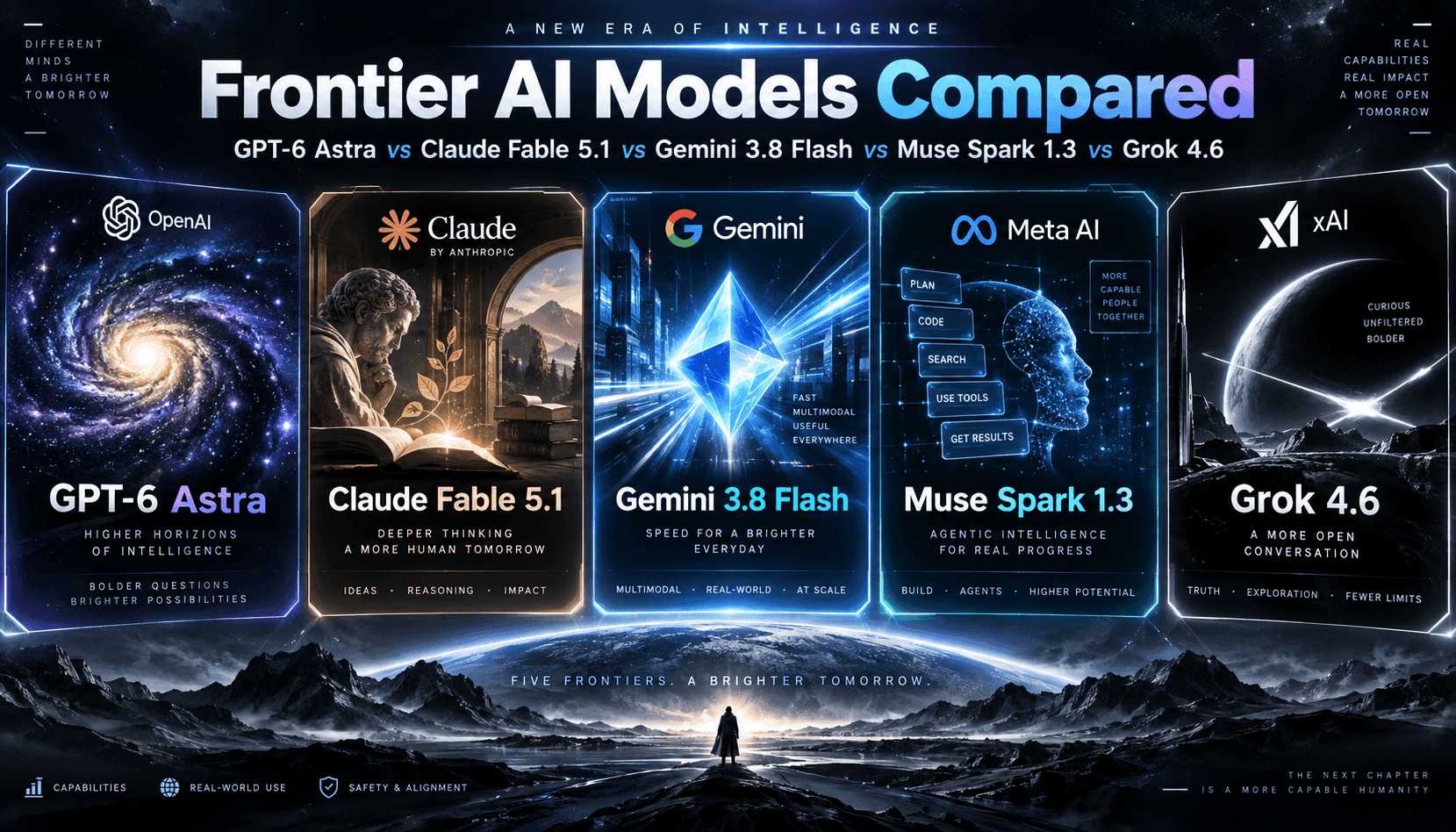 프론티어 AI 분할: GPT-6 Astra, Claude Fable 5.1, Gemini 3.8 Flash, Muse Spark 1.3, Grok 4.6 언제 사용해야 할까