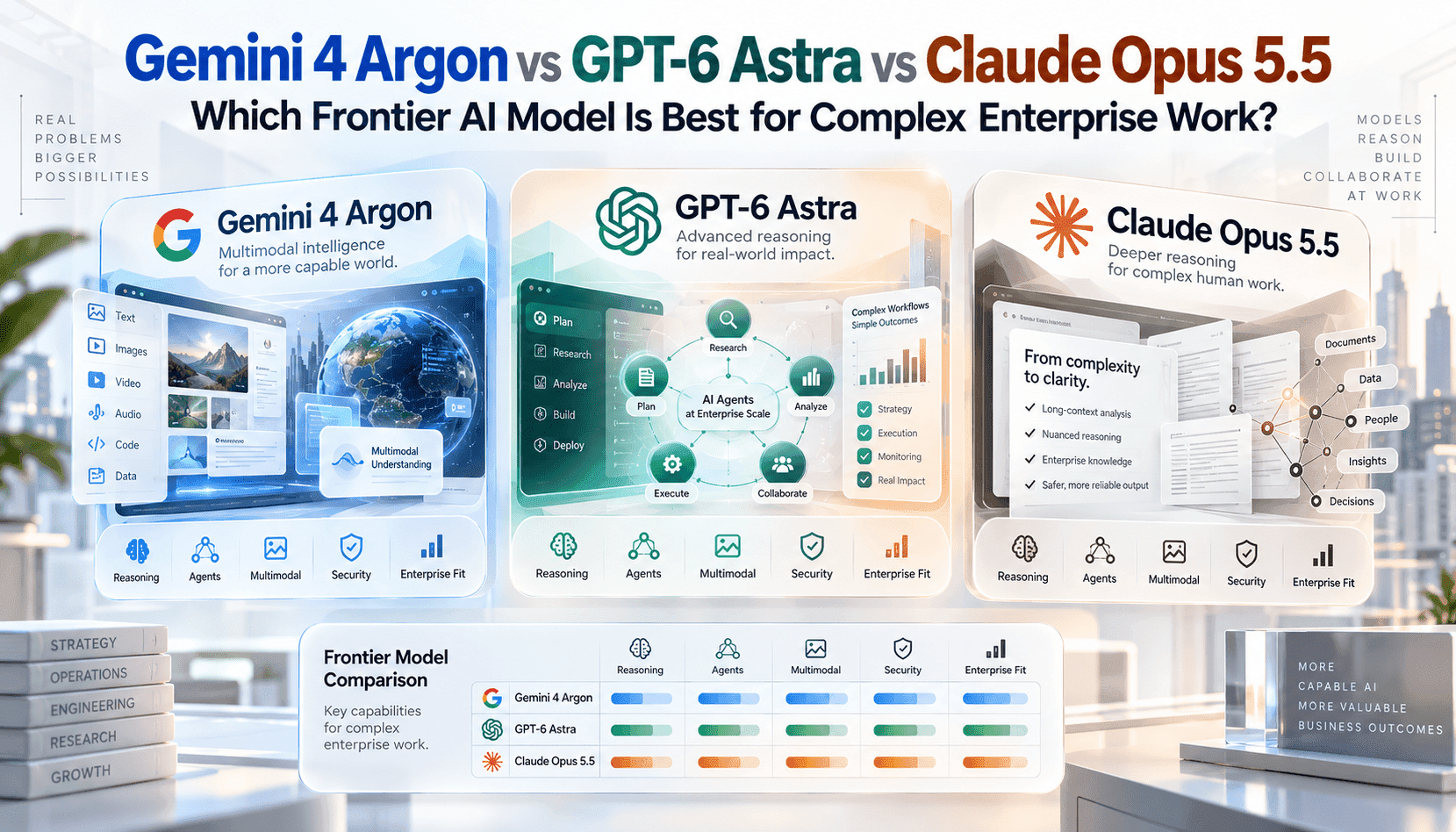 Gemini 4 Argon vs GPT-6 Astra vs Claude Opus 5.5:企業が重要業務を任せるべき最先端AIモデルは?