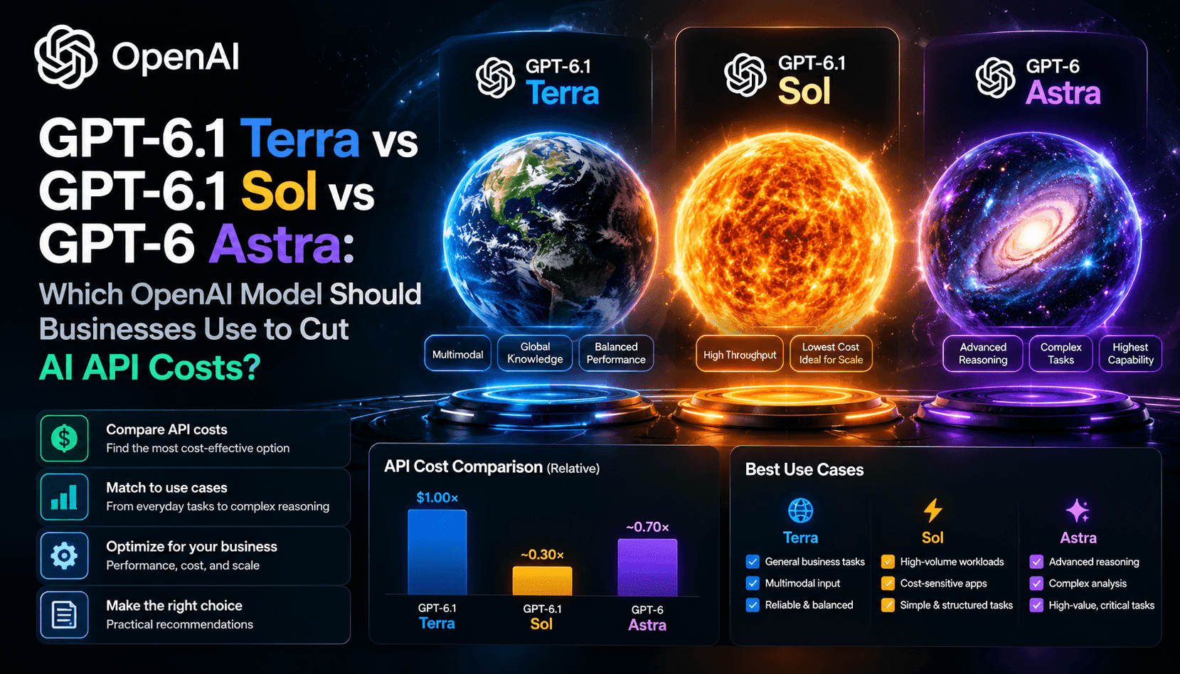 GPT-6.1 Terra vs. GPT-6.1 Sol vs. GPT-6 Astra: Ein Praxisleitfaden für intelligentes Modell-Routing und niedrigere API-Kosten