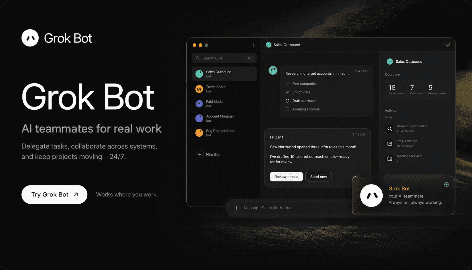 Grok Bot Makes AI Teammates Real: Each Bot Gets a Computer, Context, and 24/7 Parallel Work