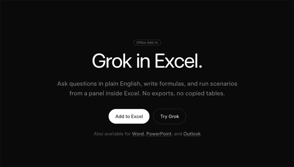 Grok for Excel Makes Spreadsheets Agent-Native