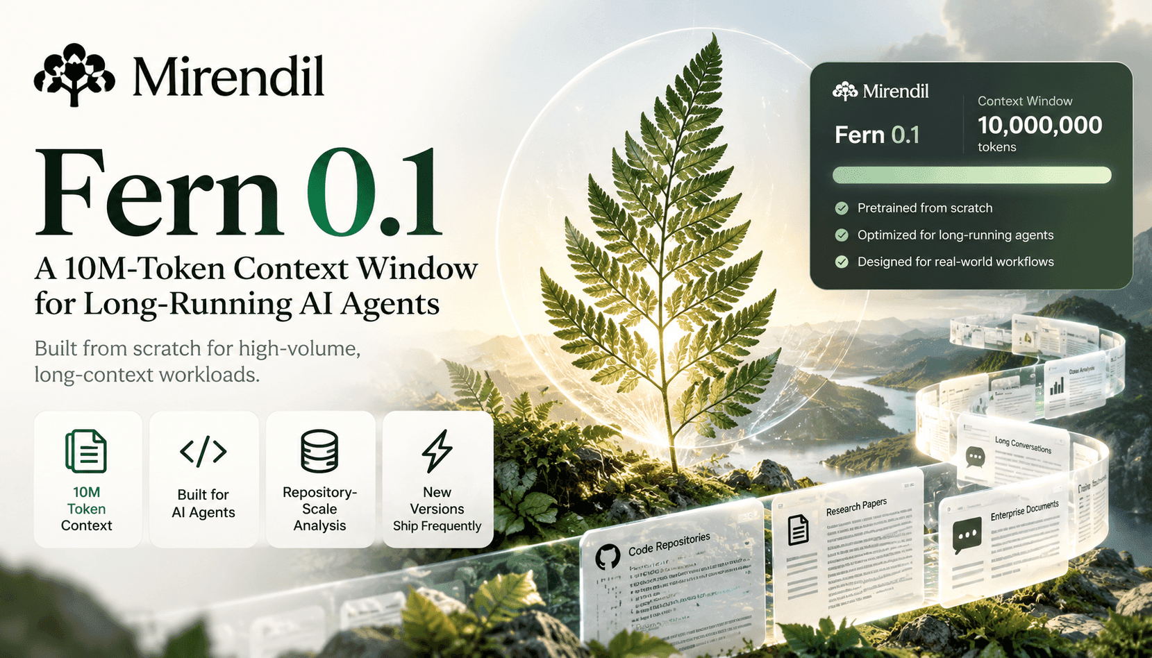 Mirendil’s Fern 0.1: 10M-Token Context for Long-Running AI Agents