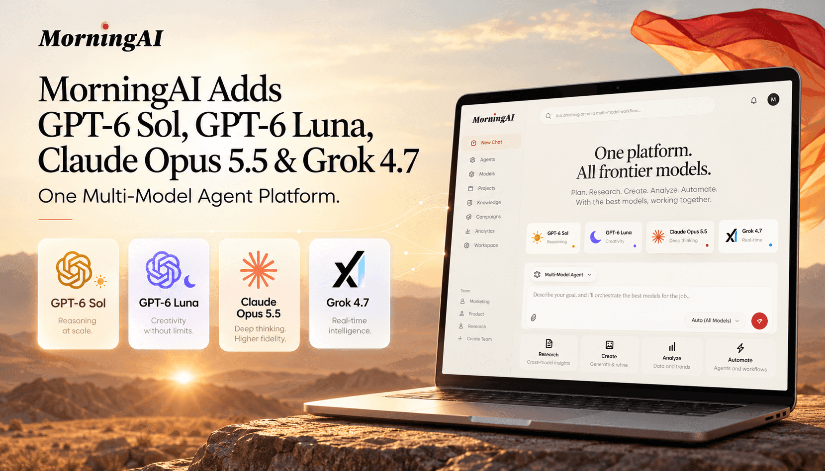 MorningAI’s Multi-Model Agents Add GPT-6 Sol, GPT-6 Luna, Claude Opus 5.5, and Grok 4.7—with Sanity CMS Publishing Built In