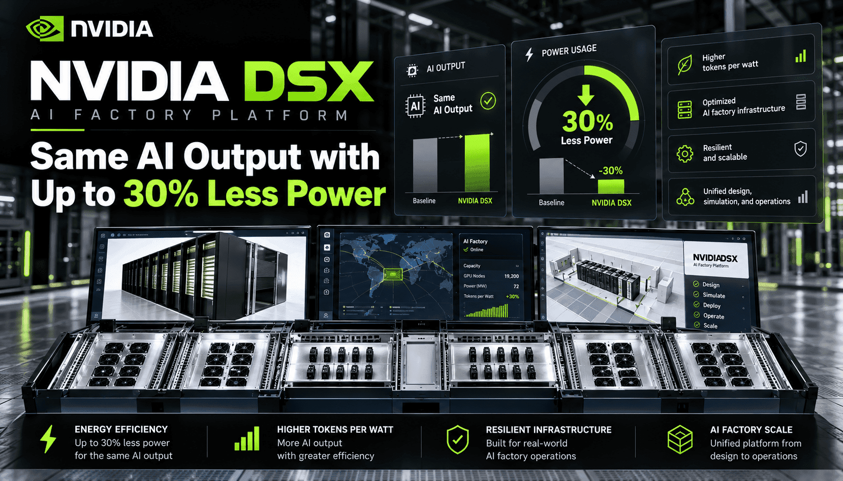 NVIDIA DSX: menos consumo de energía y agua en las fábricas de IA: por qué importan los tokens por megavatio