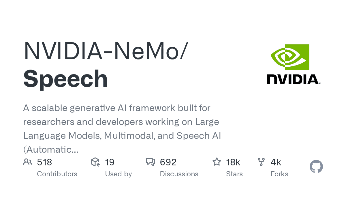 NVIDIA NeMo Speech: A Scalable Stack for ASR, TTS, and Speech LLMs