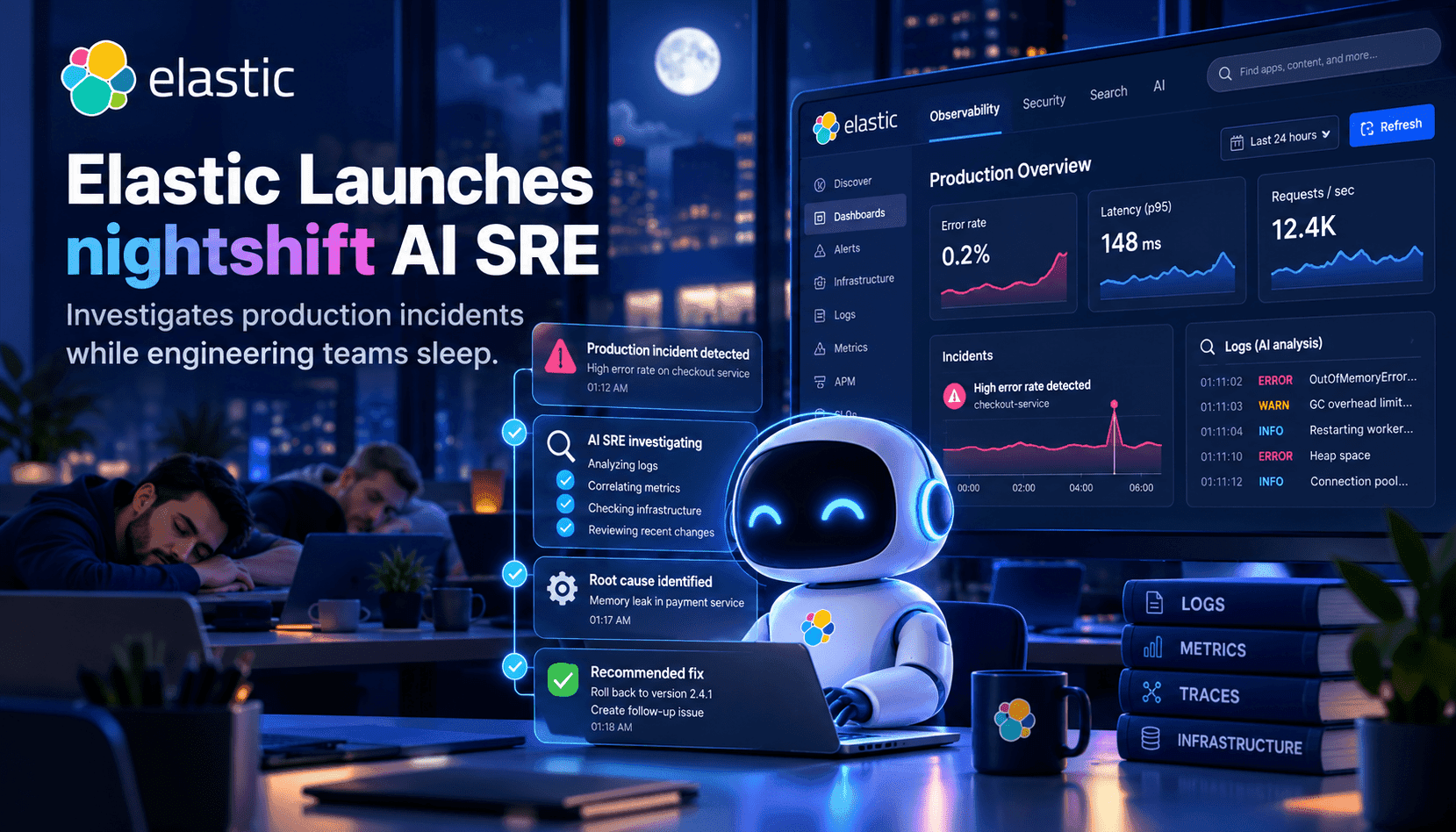 Elastic’s nightshift AI SRE: An autonomous reliability agent that investigates incidents while teams sleep