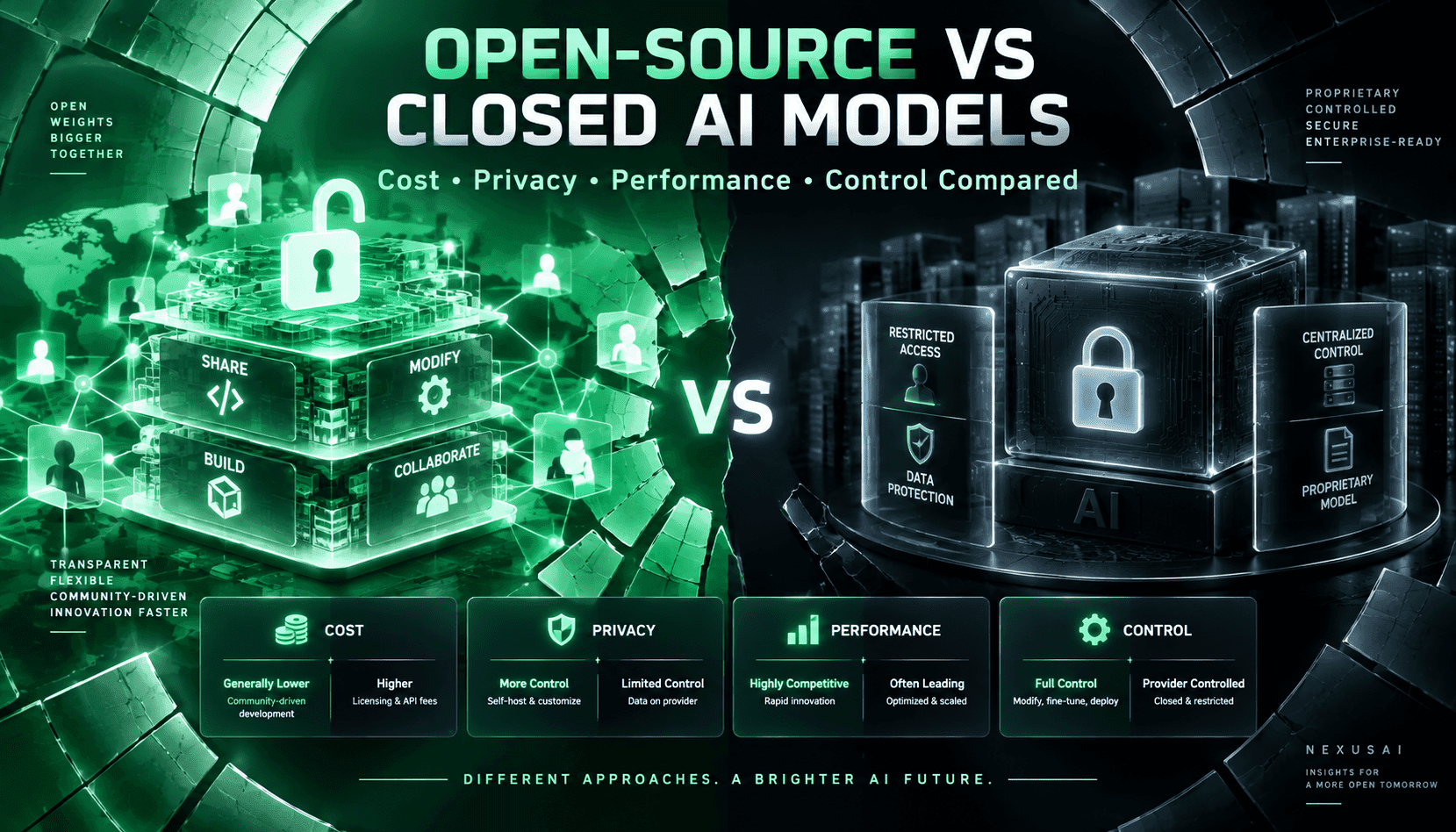 Modelos de IA de Código Abierto vs Cerrados: Costos, Privacidad, Rendimiento y Control — Guía para Compradores
