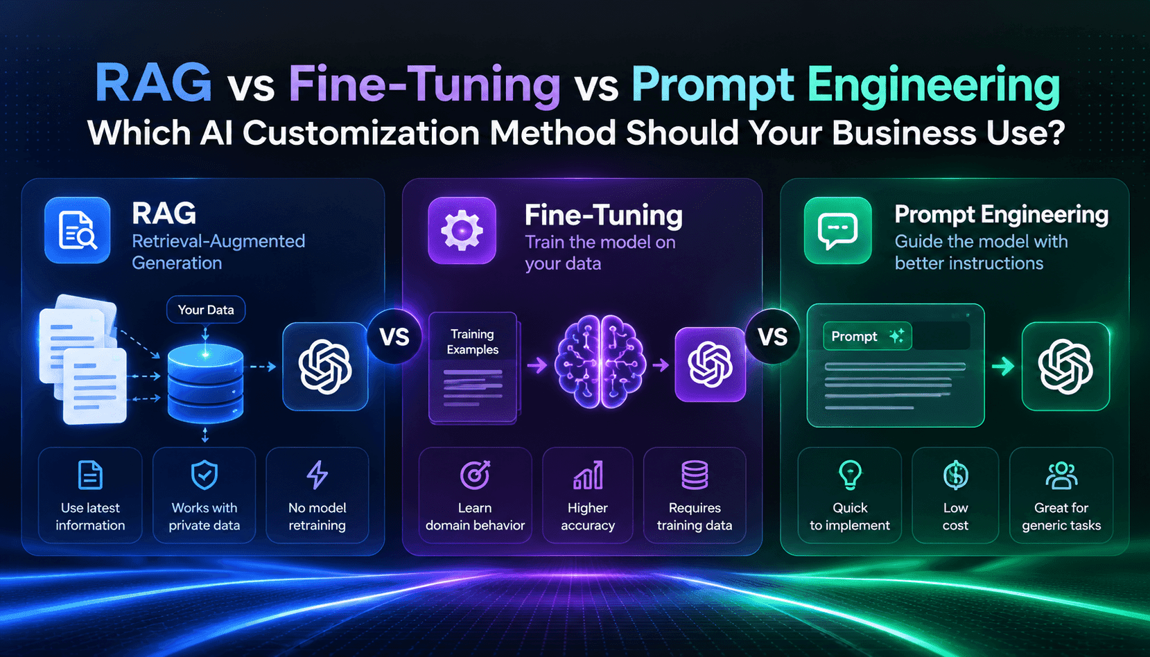 RAG vs Fine-Tuning vs Prompt Engineering: A Practical Decision Framework for Businesses