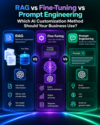 RAG vs Fine-Tuning vs Prompt Engineering: A Practical Decision Framework for Businesses