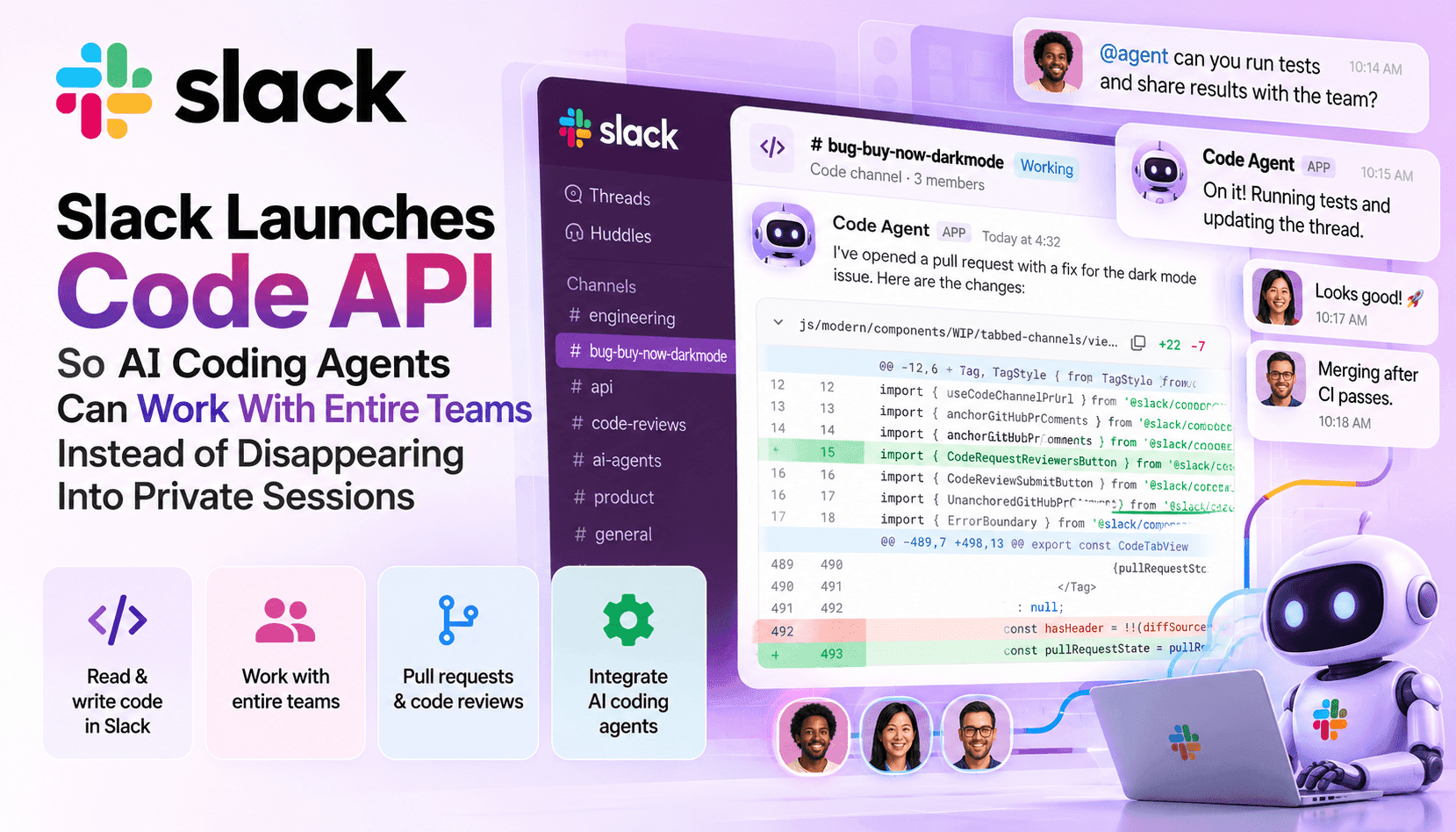 Slack Code API, AI 코딩 에이전트의 작업을 투명하게 공개하고 팀을 함께하게 하다