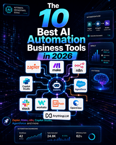 The 10 Best AI Automation Business Tools in 2026: Zapier, Make, n8n, Copilot Studio, Agentforce and More