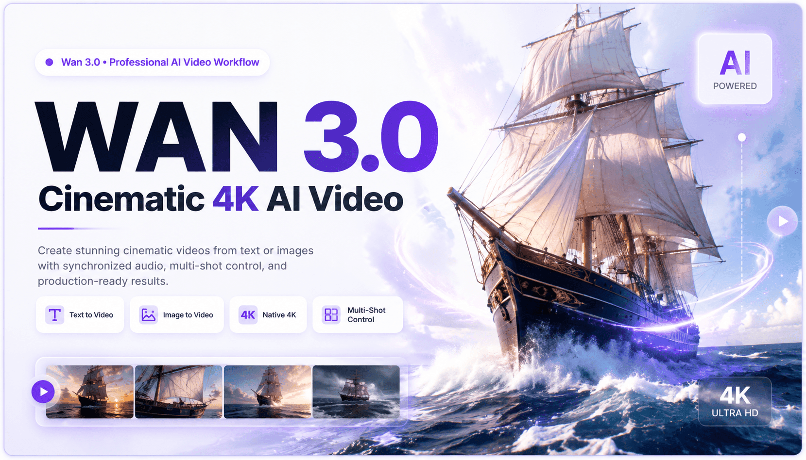 Wan 3.0 Adds Native 4K, Multi‑Shot Control, and Audio Sync for Production AI Video
