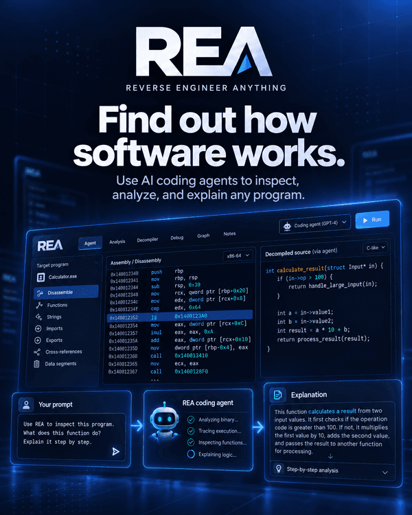 REA convierte a los agentes de IA en ingenieros inversos de apps, sitios web y binarios nativos