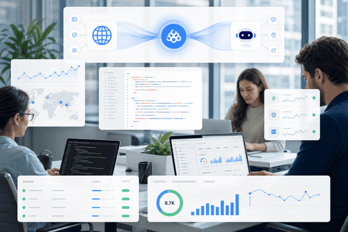 La API de Búsqueda devuelve URLs clasificadas con metadatos y puntuaciones; la API de Recuperación obtiene contenido de página limpio; Time Machine añade query_time para apuntar a instantáneas específicas y razonamiento LLM reproducible y temporalmente fundamentado.