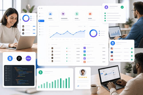 Dashboard showing affiliate performance, coupon code attribution, owed commissions, and consolidated payout batches, with two‑way Stripe events updating subscriptions, refunds, and cancellations to keep recurring reward calculations accurate in near real time.