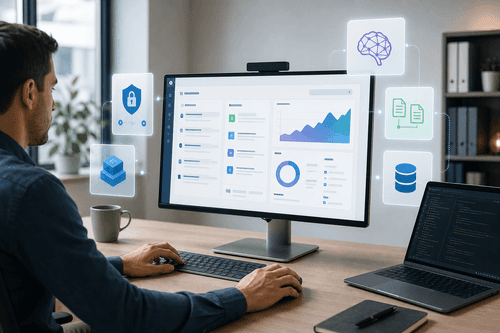 Architecture view showing Azure inference endpoints serving Phi to applications, with optional ONNX Runtime execution on edge devices and a retrieval layer connecting enterprise indexes for grounding, observability, and governance.