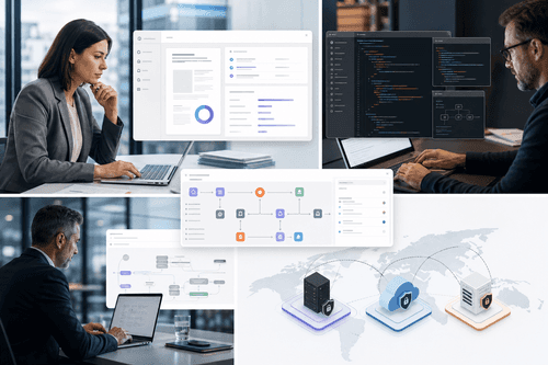 Studio shows agent orchestration graphs, evaluation dashboards, and a unified model registry while Vibe executes multi‑step tasks against enterprise knowledge and tools with traceable runs, safety guardrails, and audit‑friendly logs.
