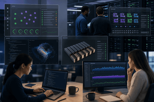 Console view showing instance provisioning, cluster health, GPU utilization, and InfiniBand topology, with options to launch dedicated superclusters or 1‑Click Clusters and enforce single‑tenant isolation for regulated workloads.