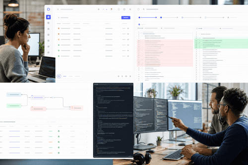A Devin session shows task planning, code edits, test execution, and a prepared pull request across a connected repository within the desktop client, using integrated terminal and editor controls.