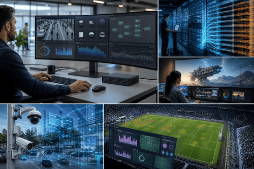 Architecture view: AI PCs and workstations feed edge inference nodes, backhauled to ThinkSystem clusters with Neptune cooling, governed centrally by XClarity and TruScale consumption, with security and observability spanning sites and regions.
