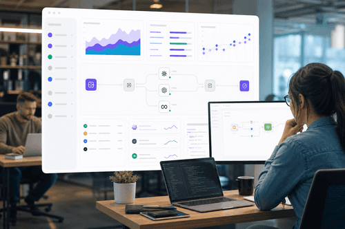 Console view showing a training job plan, GPU allocation, and cost, alongside serverless and dedicated endpoints, model routing selection, and real-time latency and throughput charts for deployed checkpoints and long-context models.