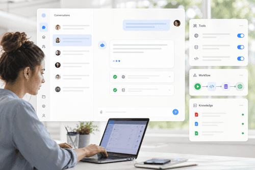 Interface de chat do cliente envia prompts para Muse Glimmer via API da Meta, transmite tokens de volta, invoca chamadas de função para ferramentas e fundamenta respostas por meio de conectores de recuperação para conhecimento interno, mantendo as interfaces responsivas durante ações em múltiplas etapas.