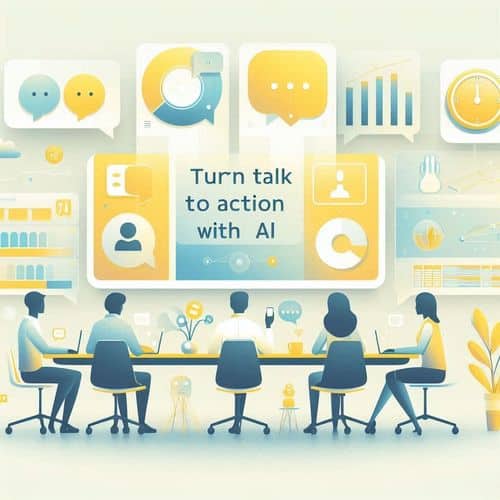 Fireflies.ai dashboard showing meeting transcript, summary bullet points, and action-item list.