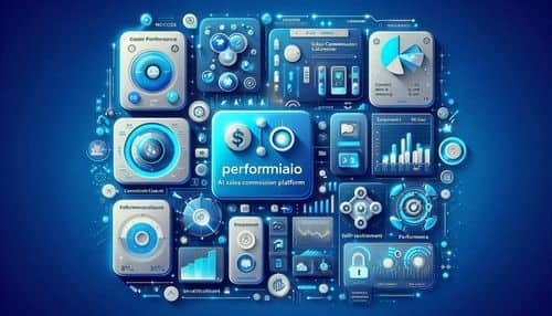 Performio dashboard showing incentive compensation plans, sales commission calculations, payout analytics, seller performance insights, and connected CRM, ERP, and HCM data.