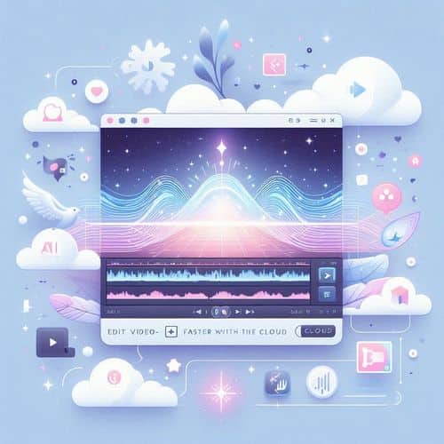 Flixier-Oberfläche mit Timeline-Bearbeitung, automatisch generierten Untertiteln, Audio-Optimierungskontrollen und Exporteinstellungen.