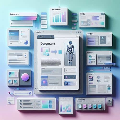 NextDocs interface showing AI-generated documents, slide decks, and structured content creation workspace.