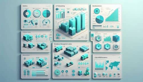 Cin7 dashboard showing inventory analytics, AI demand forecasting, warehouse operations, and multichannel order management.