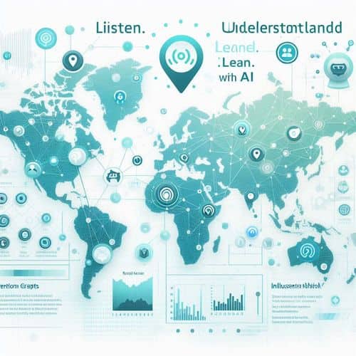 Brandwatch interface showing mention map, Iris AI alerts, sentiment dashboard and influencer network graph.