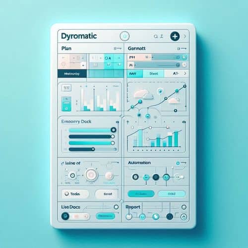 ClickUp workspace with task board, AI standup summary, and a live progress dashboard.