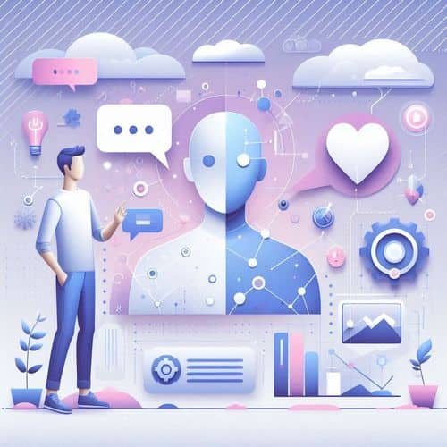 Charisma.ai character engine showing a virtual persona, dialogue flow, memory nodes and engagement analytics.