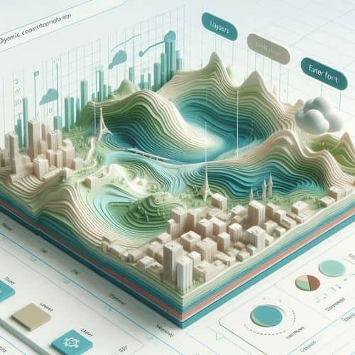 Interfaz de TopoExport que muestra la selección del terreno, la configuración de capas y la exportación de mapas 2D y modelos 3D.