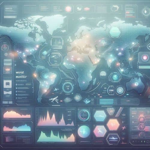 World Monitor Dashboard zeigt globale Karte mit Echtzeit-Ereignissen, Konflikten, Datenebenen und Intelligenzsignalen.