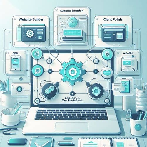 Sellful dashboard showing website builder, CRM pipelines, automation workflows, and client overview.
