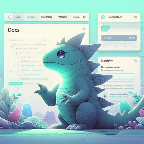 Docusaurus interface showing documentation pages, sidebar navigation, versioned docs, and content-driven website structure.