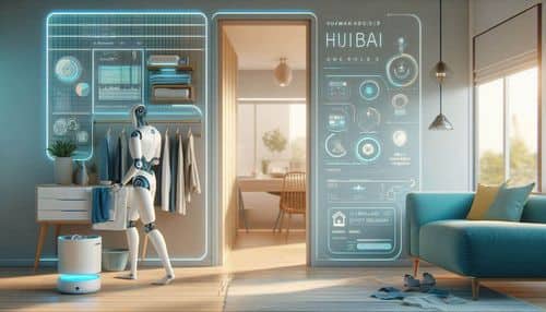 1X NEO humanoider Heimroboter bei der Unterstützung im Haushalt, beim Wäschewaschen, Türbedienung, Interaktion in natürlicher Sprache, Redwood AI-Lernen, Expertenaufsicht und Ausführung von physischen KI-Aufgaben.