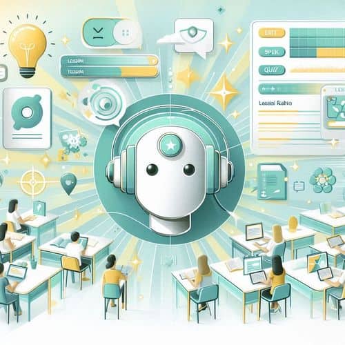 Teachology AI dashboard generating lesson modules, quizzes, standards alignment, and feedback templates for educators.